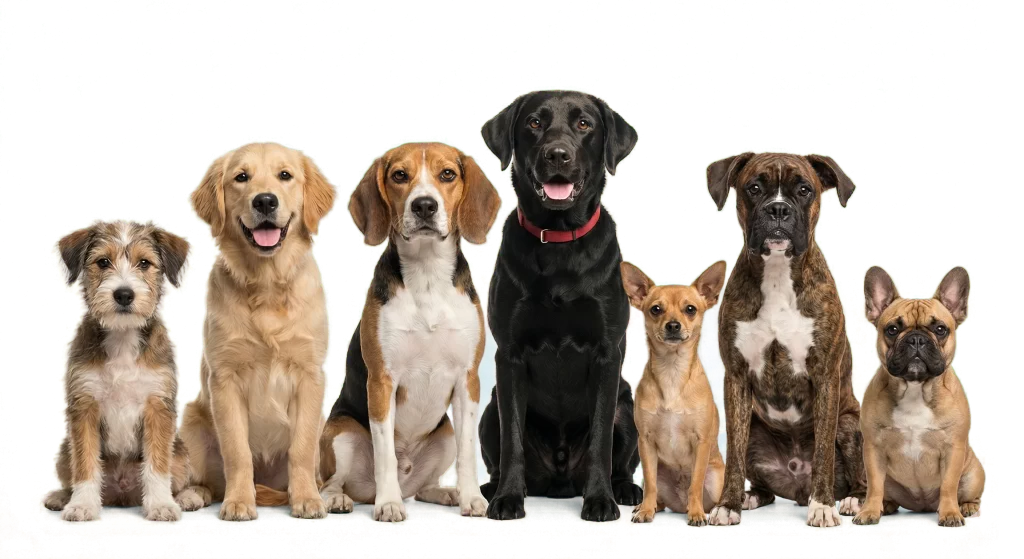 Cães disponíveis para adoção representando o Projeto Anjos de Patas.